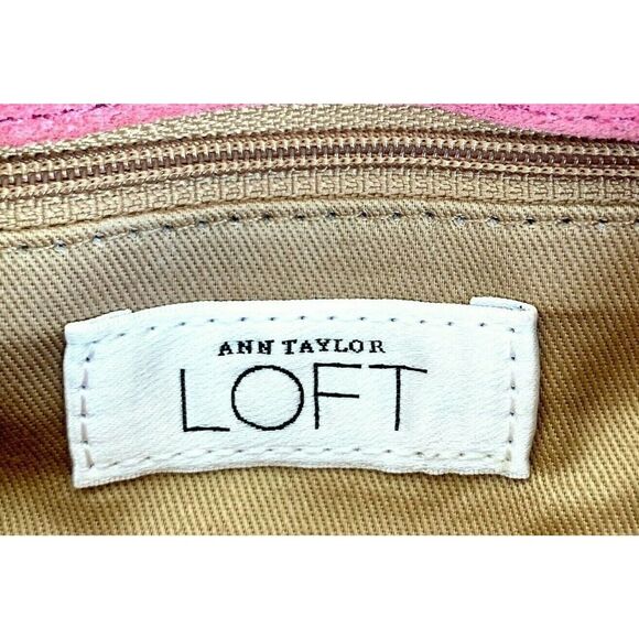 Ann Taylor DUST PINK GENUINE LEATHER SUEDE CHAIN STRAP SHOULDER BAG HANDBAG BOHO - Picture 11 of 11